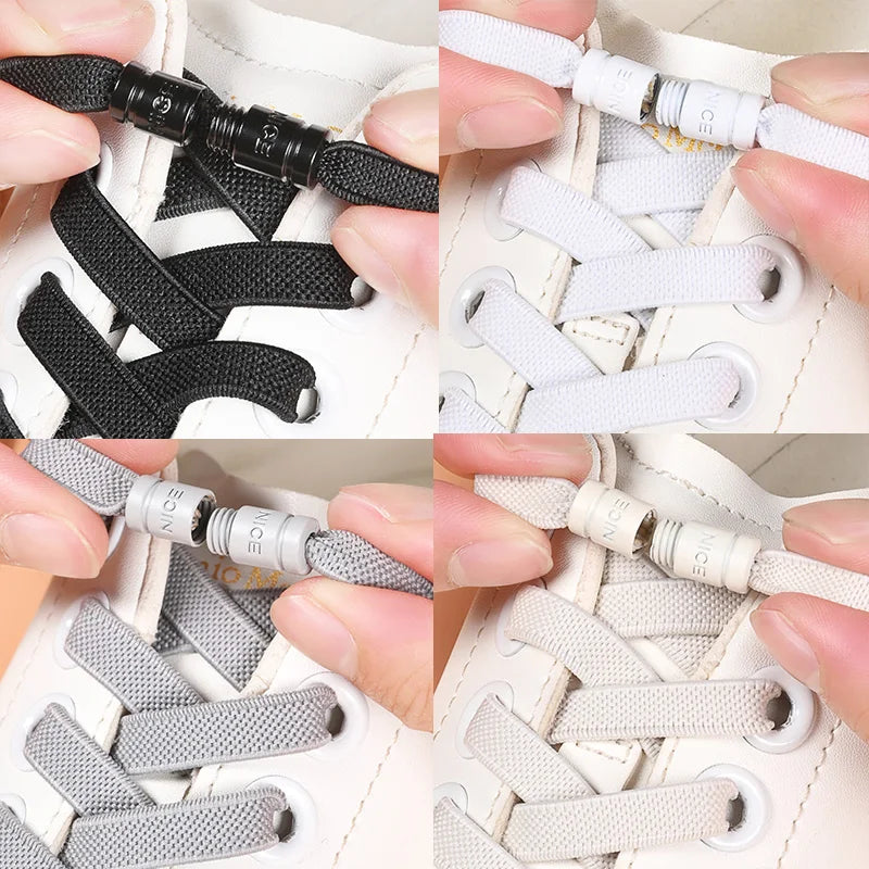 8mm Elastic No-Tie Shoelaces with Button Lock