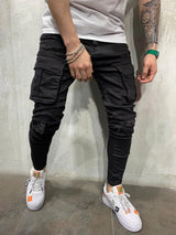 Men's Slim Fit Elastic Denim Cargo Joggers
