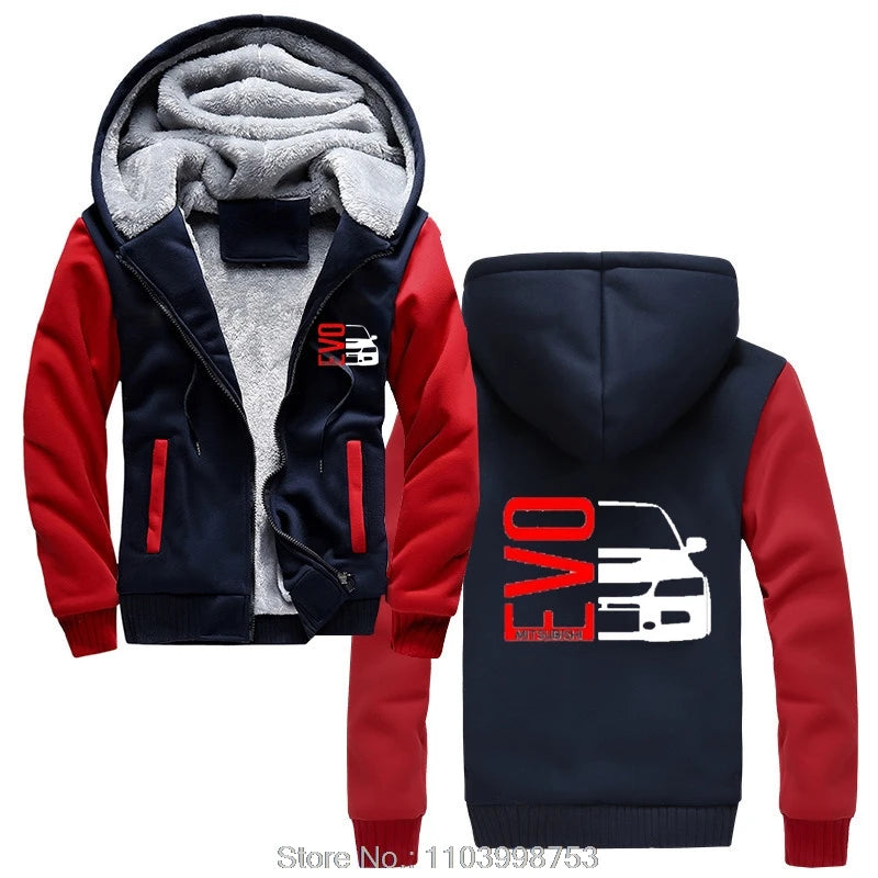 Winter Hoodie Cotton Male Casual Letters EVO 8 9 VIII IX Lancer Evolution Graphic Fashion zip up Jacket Hoody Unisex Tops coats