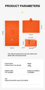 3-in-1 Waterproof Hooded Rain Poncho for Outdoor Adventures