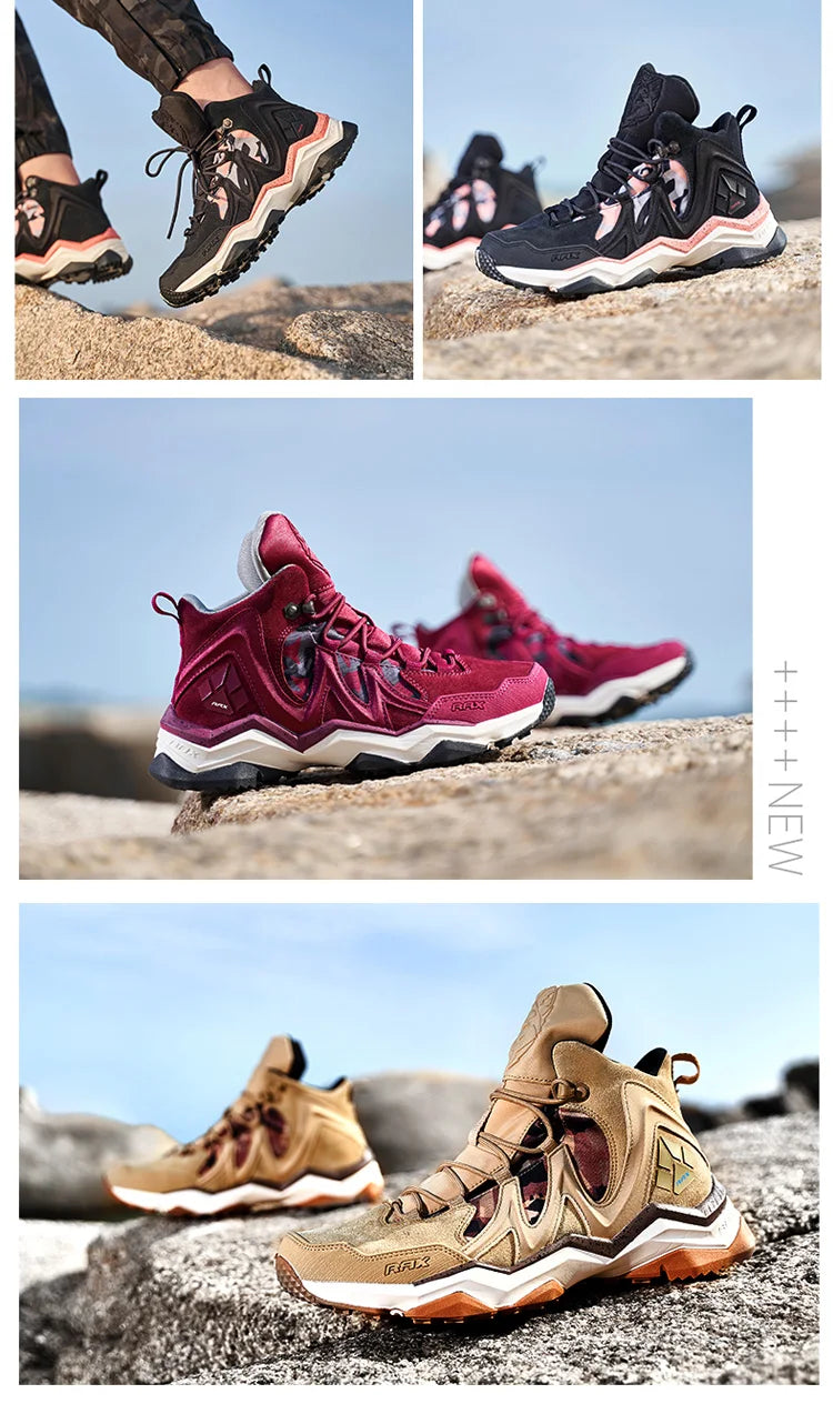 RAX Waterproof Hiking Shoes Men Winter Outdoor Sneakers for Men Snow Boots Plush Mountain Snowboots Outdoor Tourism Jogging Shoe