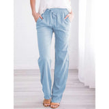 Women's Cotton Drawstring Straight Leg Pants