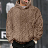 Autumn and Winter Leisure Men's High Street Jacquard Double-Sided Velvet Hooded Sports Trend Pullover Sweater Jacket