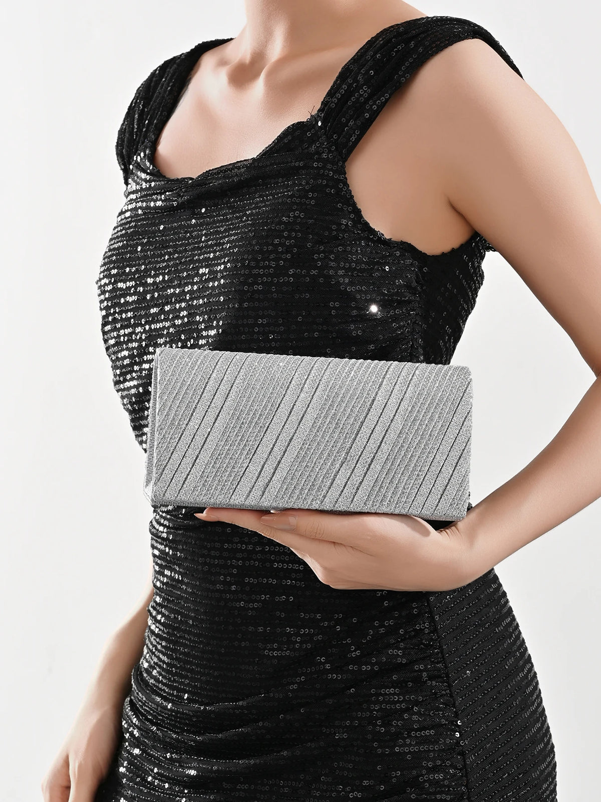 Simple And Elegant Glitter Evening Bag Clutch Purses for Women Ladies Sparkling Party Handbag Wedding Bag