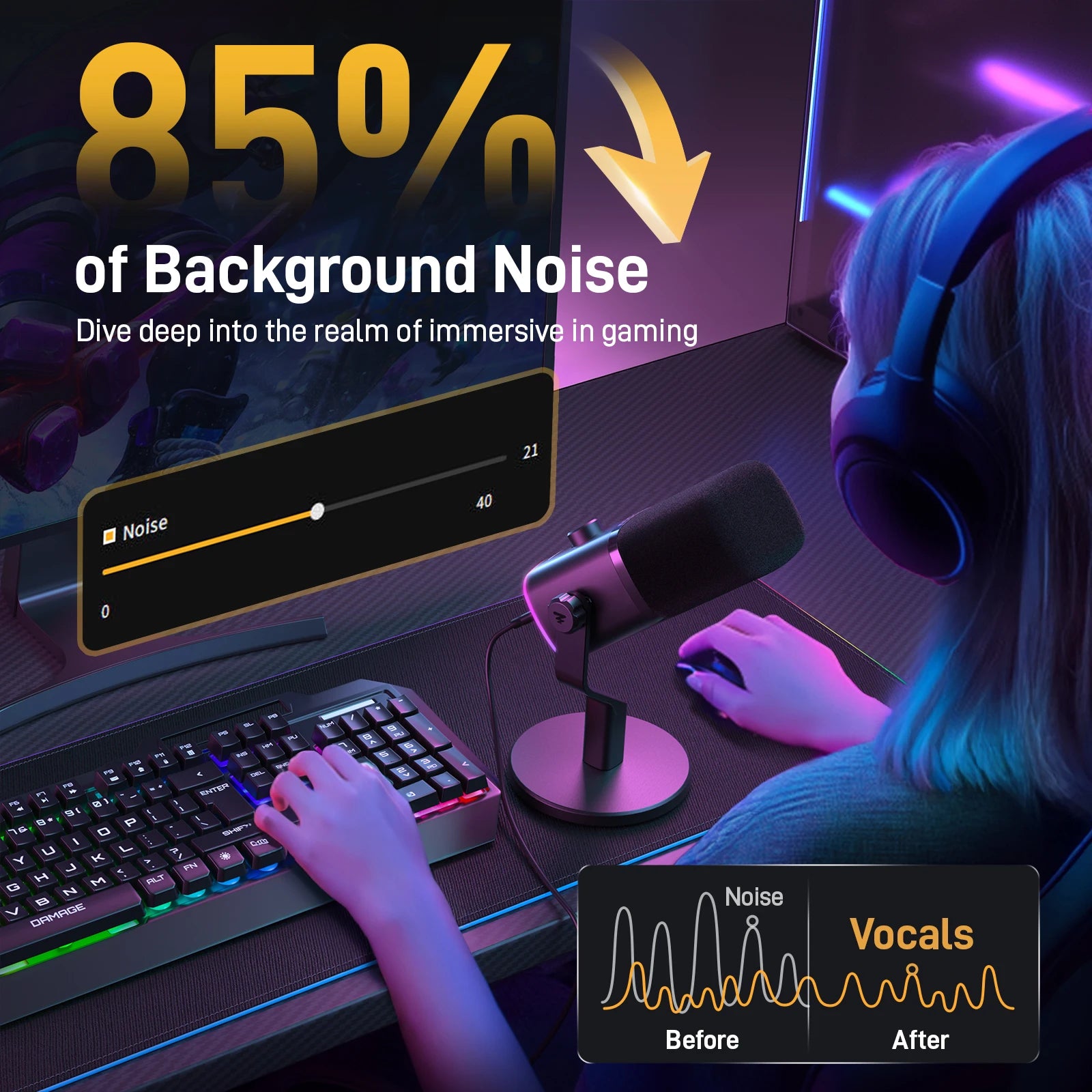 MAONO PD100X USB/XLR Dynamic Mic with RGB & Noise Reduction