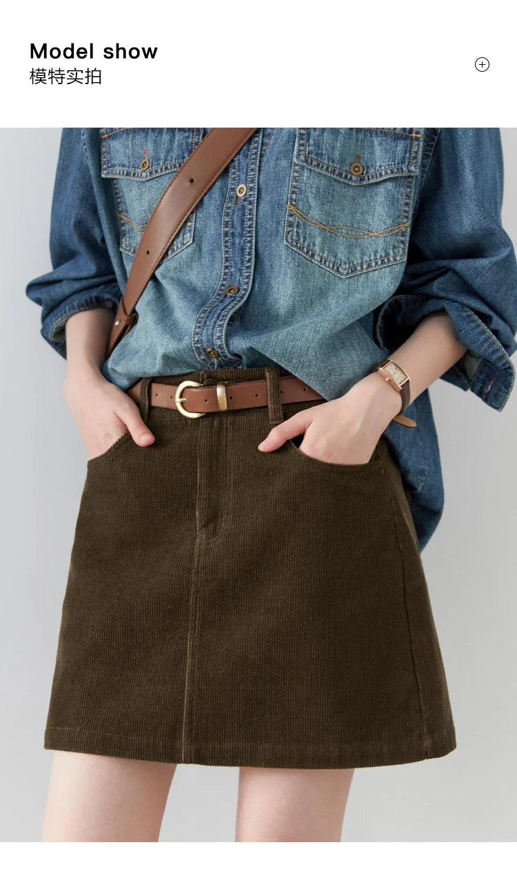 Chic Ven Women's Corduroy A-Line Mini Skirt