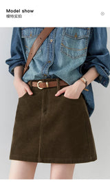Chic Ven Women's Corduroy A-Line Mini Skirt