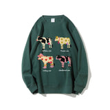 Cute Cartoon Cow Print T-Shirt Pure Cotton Washed Shoulder Round Neck Neutral Style Fashion Trend New High Quality Short Sleeves