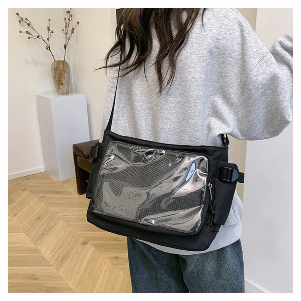 Fashion Transparent Ita Bag Large Capacity College Style Shoulder Bag Canvas Jk Handbag Women Tote Bag College Style