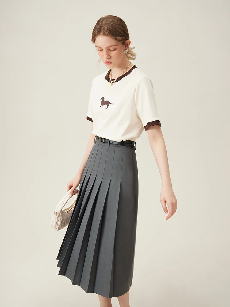 Women's Pleated Midi Skirt – Elegant Office Style