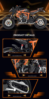 HUIQIBAO 1:8 Classic Motorbike Building Blocks High-tech Model Moto City Racer Bricks Toy for Kid Boy Children Adult MOC Car Set