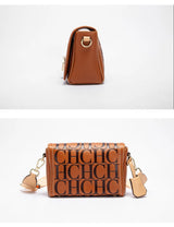 CH Crossbody Bag For Women Luxury Monogram Leather Handbag Fashion Wide Strap Shoulder Bag Elegant Lock Flap Bag For Daily Use