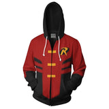 Superhero Nightwing Robin Cosplay Hoodie Costume Sweatshirt Halloween Zipper Outerwear Casual Hoodies Cosplay Costume Jackets