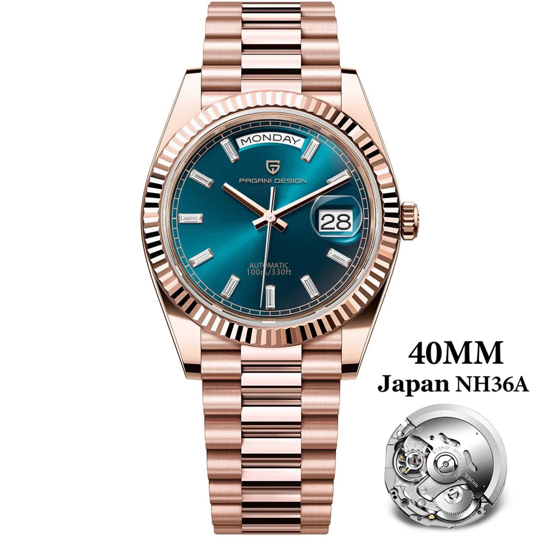 PAGANI DESIGN DD40 Luxury Rose Gold Men's Watches Automatic Mechanical Watch For Men AR Sapphire Glass Date Wrist watch Men 2026