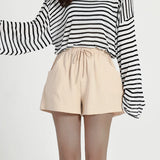 High-Waisted Linen-Style Bow Sash Shorts
