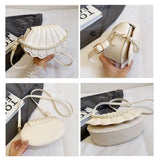 Durable Cute Shell Shoulder Bag Minimalist with Pearls Design Crossbody Bag PU Leather Pearl Decorated Handbag for Women Girls