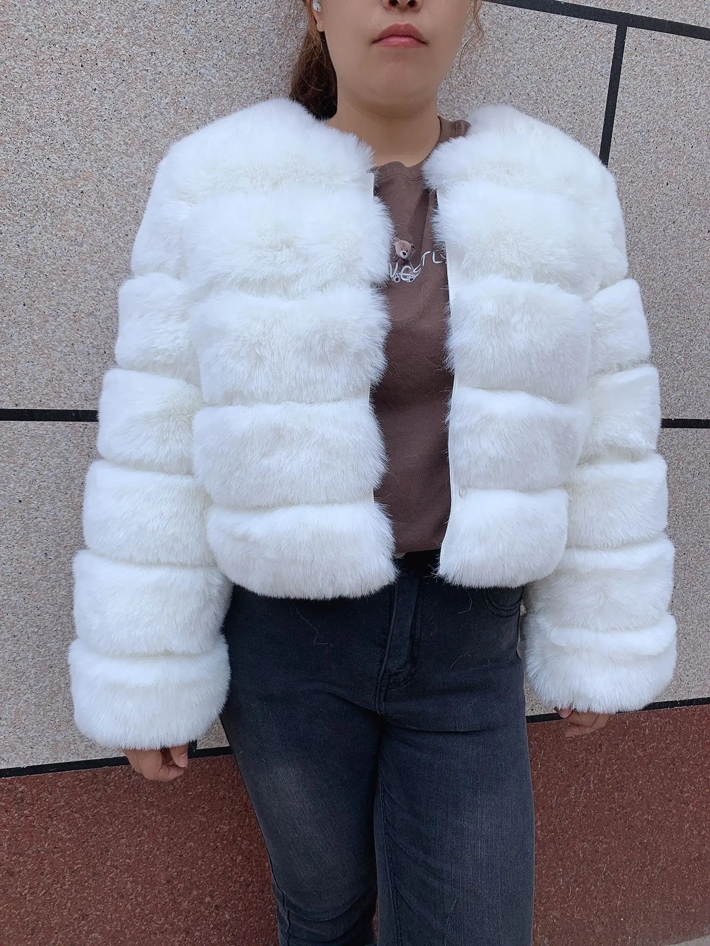 Elegant Winter Faux Fox Fur Crop Jacket