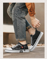 Men's Plus Size Canvas Sneakers — Breathable Lace-Up Casual Flat Shoes