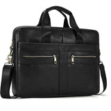 Luufan Genuine Leather Men's Business Handbag 15" Laptop Briefcase Bag Male A4 Document Shoulder Message Computer Bag Work Tote
