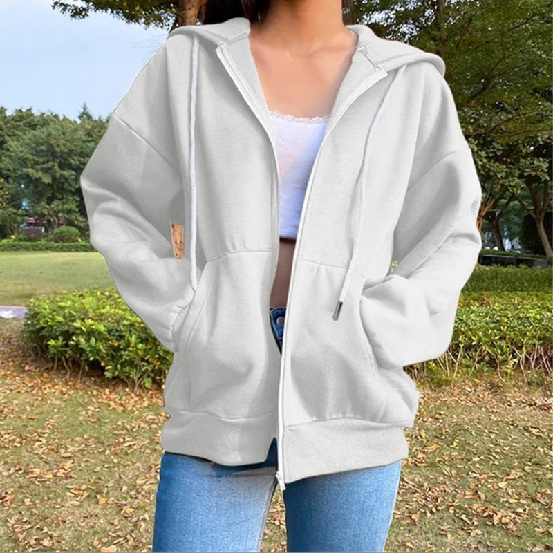 Oversized Fleece Zip-Up Hoodie