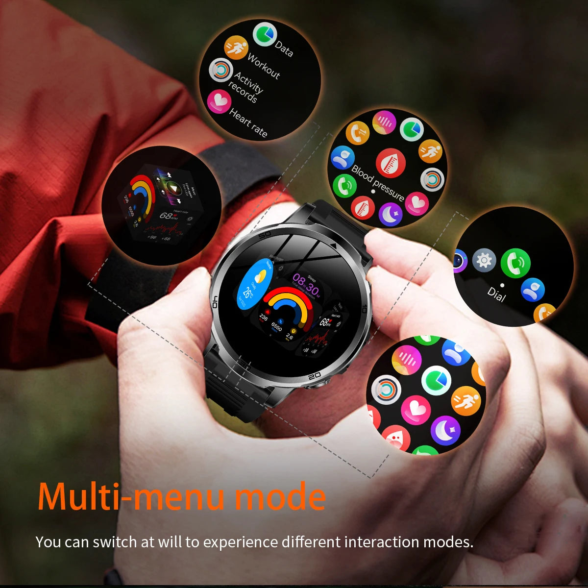 GUHUAVMI AK95 Pro Smartwatch – AMOLED, GPS & Flashlight