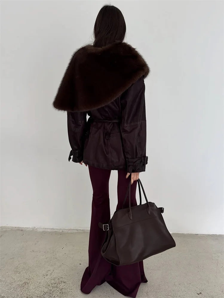 Elegant Fur & Feather 2-Piece Maxi Set
