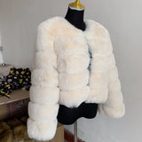 Elegant Winter Faux Fox Fur Crop Jacket