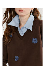 Women's Floral Embroidered Layered-Look Sweatshirt