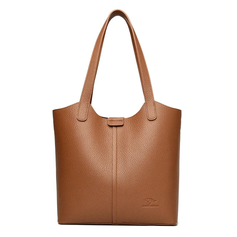 Genuine Brand High End Soft Pu Leather Shoulder Bag For Women Casual Tote Bag Female Purse Simple Design Handbag Commuting Sac