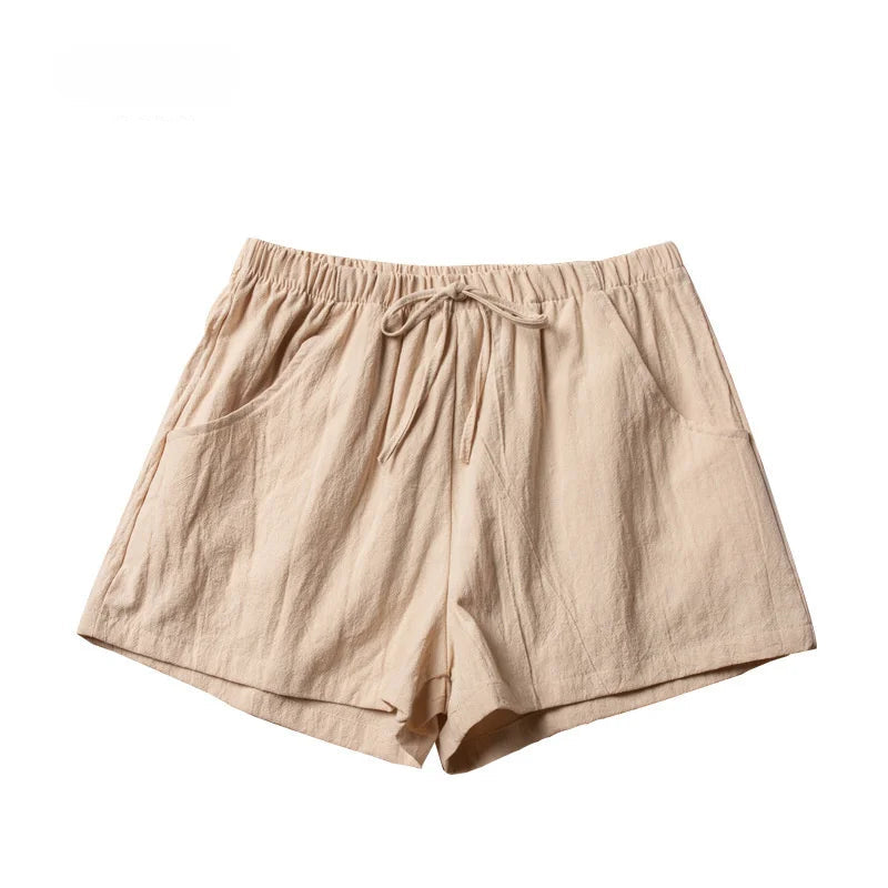 High-Waisted Linen-Style Bow Sash Shorts