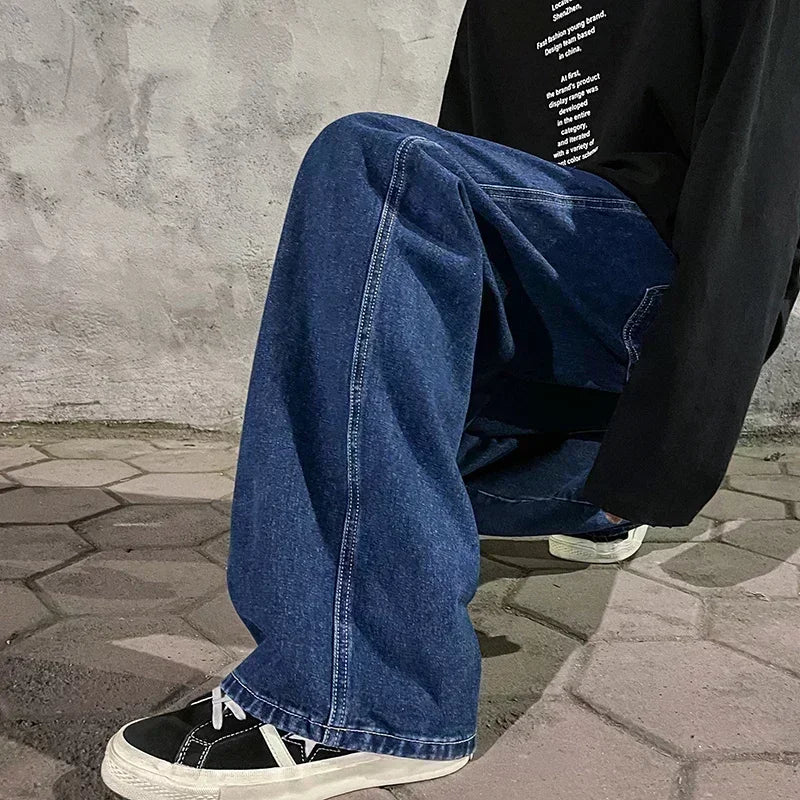 Men's Korean Wide-Leg Jeans – Relaxed Streetwear Fit