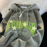 Y2K Harajuku Embroidered Zip-Up Hoodie