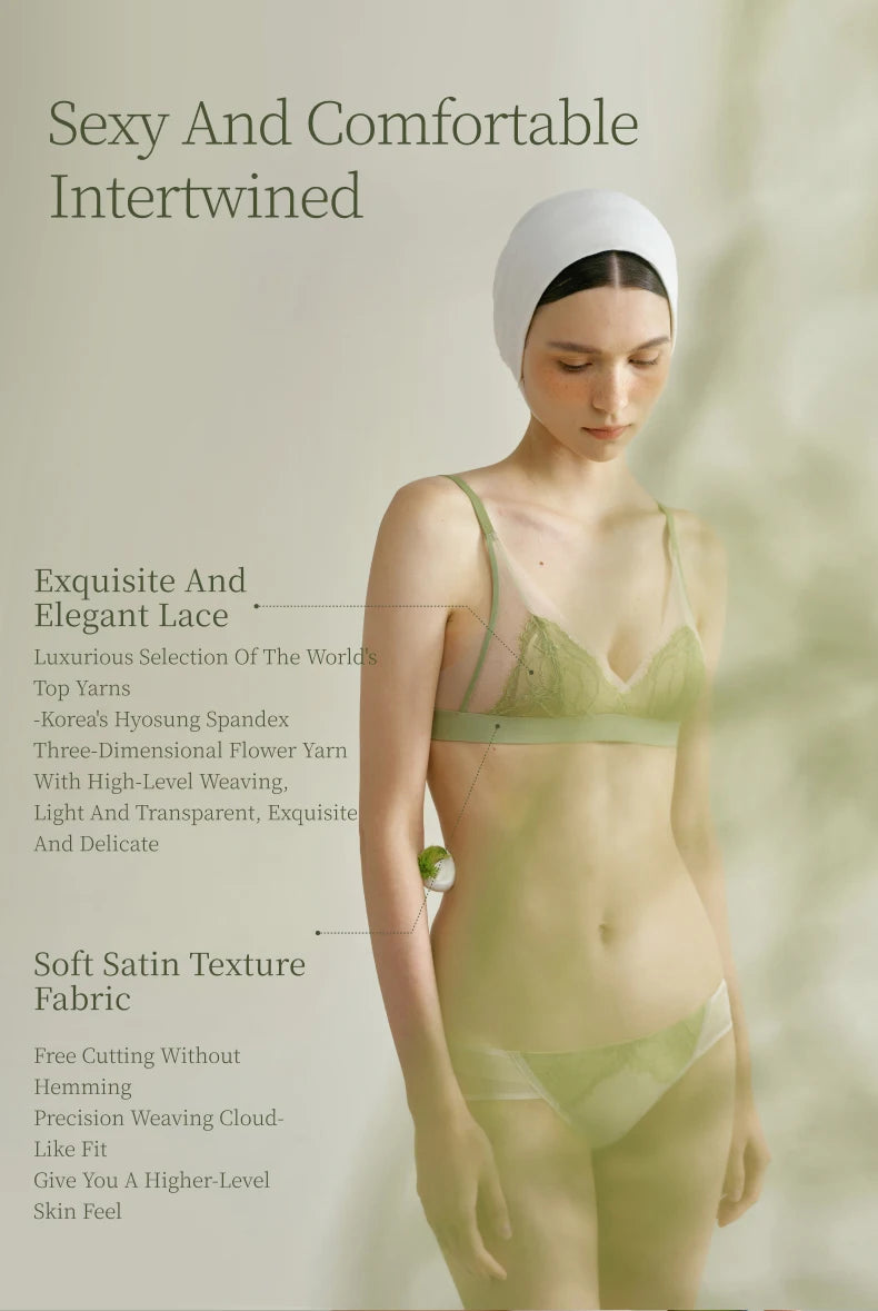 Sujiin Women's Lace Bra – Wireless Seamless Triangle Cup