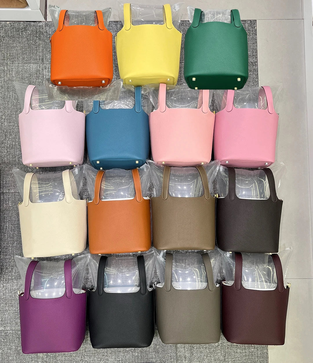 Mendy 22 CM Large size Top Quality Bucket Bags Women's Bag Lady Luxury Designer High End Bag TC Cowhide Golden Sliver