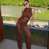 Beaded High-Waist Sequin Trousers