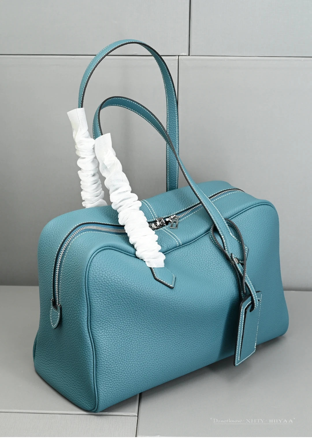 Genuine Leather Bowling Bag for Women, Top Layer Cowhide Handbag, Large Capacity Top Handle Bag, Small & Large Size