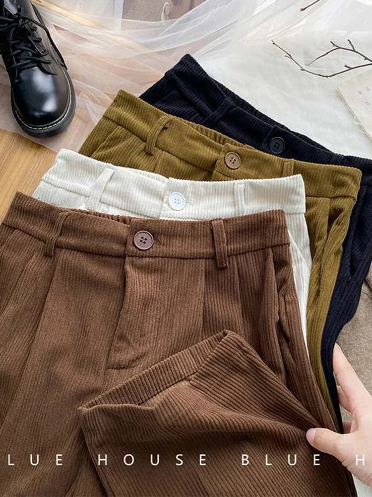 Women's High-Waist Corduroy Wide-Leg Pants