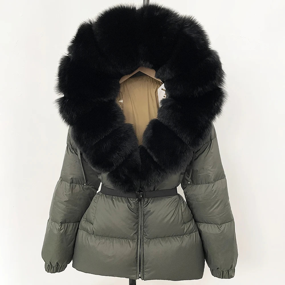 Real Fox Fur Hooded Duck Down Puffer