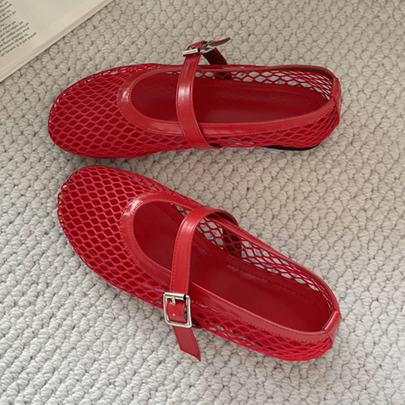 Eilyken Mesh Flat Sandals – Elegant Buckle Strap Women's Shoes