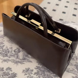 Minimalist Rectangular Frame Handbag Metal Lock Hard Shell Top Handle Bag Elegant Office Commute Shoulder Purse For Women