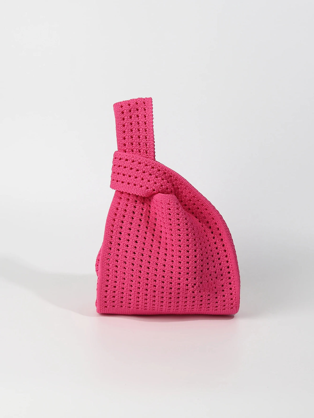 Handmade Knit Handbag Women Mini Shoulder Bag Female Casual Color Wide Stripe Plaid Tote Bag Student Cell Phone Package