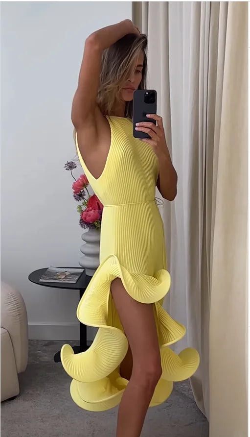 Summer Elegance: Women’s  Irregular Sleeveless Maxi Dress