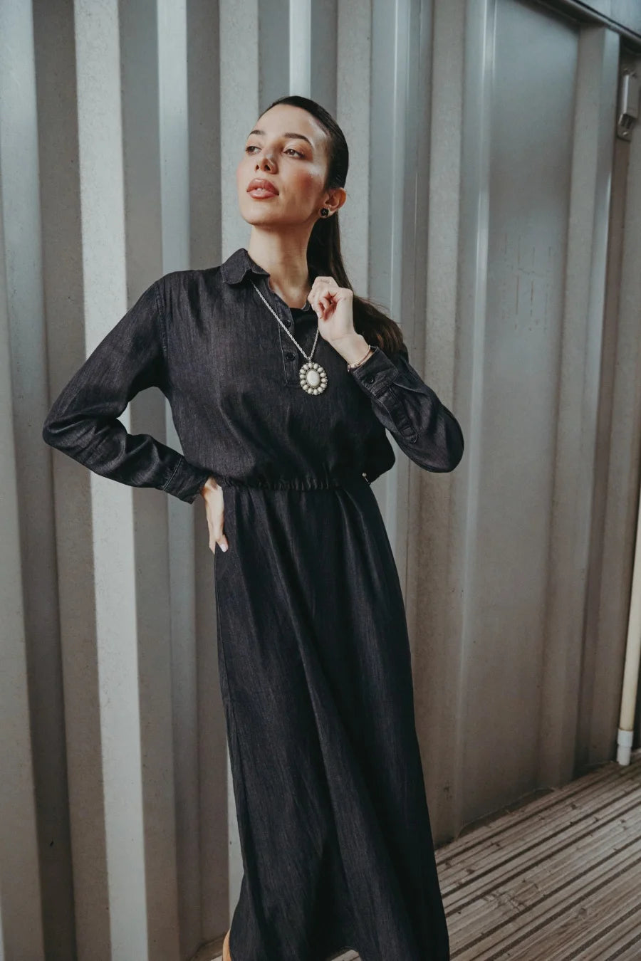AW25 Denim Two-Piece: Loose Shirt & A-Line Slip Dress