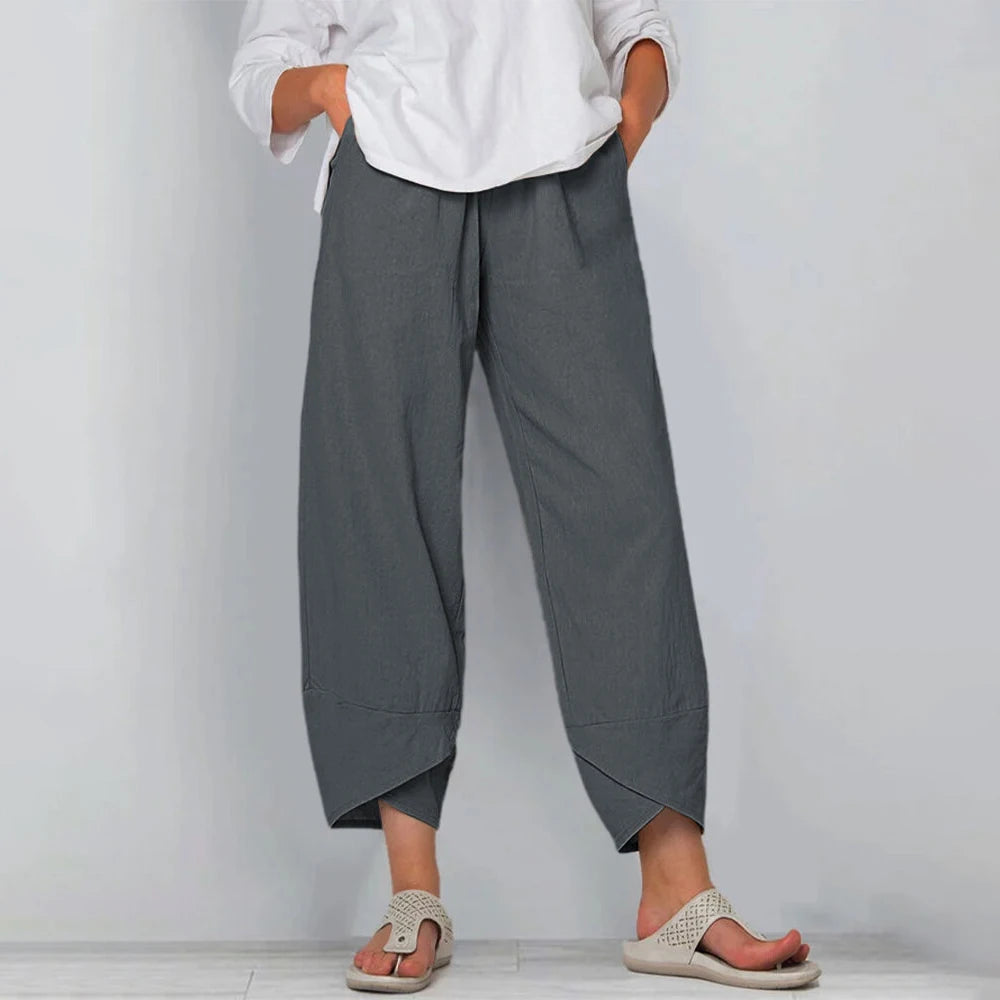Women's Cotton Linen High-Waist Harem Pants
