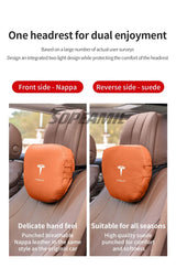Car Double-Sided Suede Leather Headrest Neck Support Pillow Seat Waist Cushion Tesla Cybertruck Model 3 Model Y Model S Model X