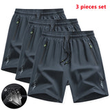 3 Pieces New Running Shorts Men Gym Sports Shorts Quick Dry Workout Training Fitness Jogging Short Pants Man Summer Board Shorts