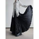 UMI MAO Irregular Fold Maxi Skirt – Elegant A-Line