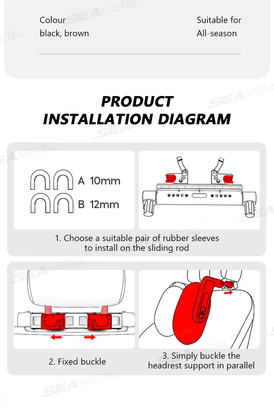 SEAMETAL Multifunctional Car Headrest 3D Memory Foam Neck Support Pillow Free-Adjustment Neck Protection Pillow for Traveling
