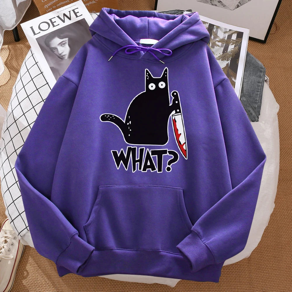 Little Black Cat Graphic Hoodie