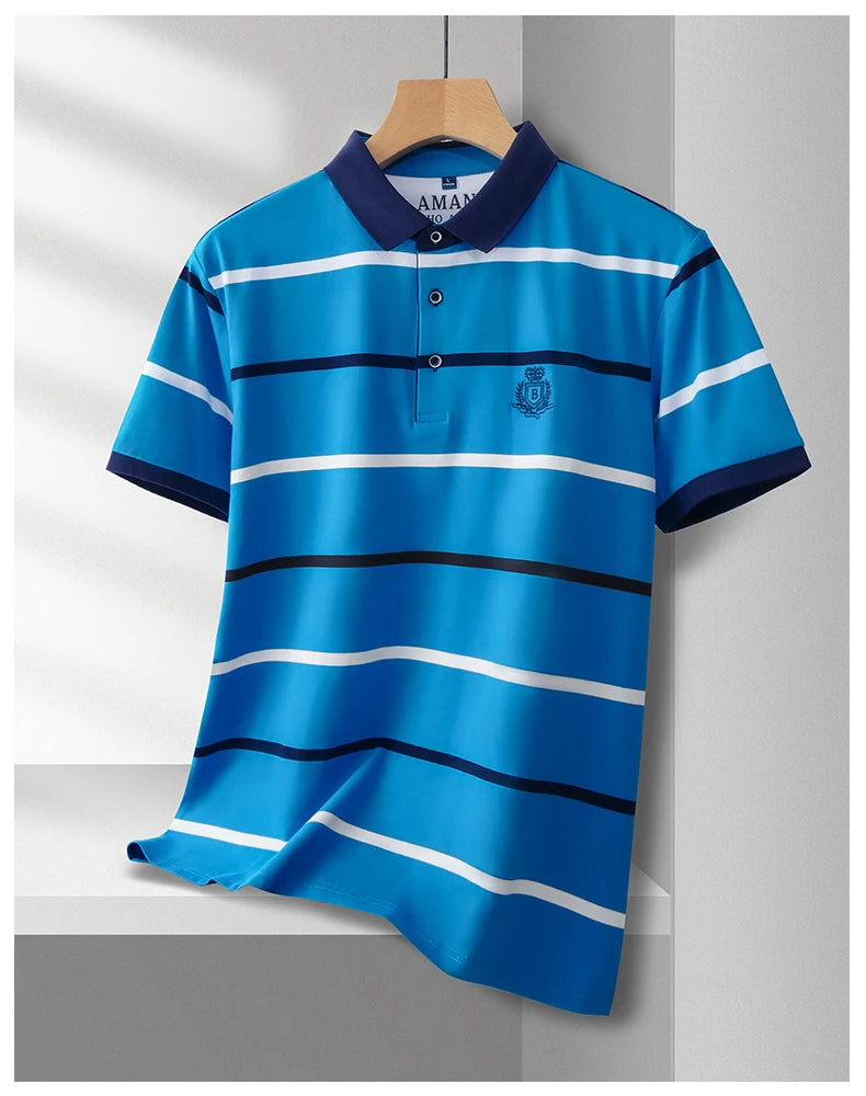 Men's Striped Polo | Letter Embroidery Summer Shirt